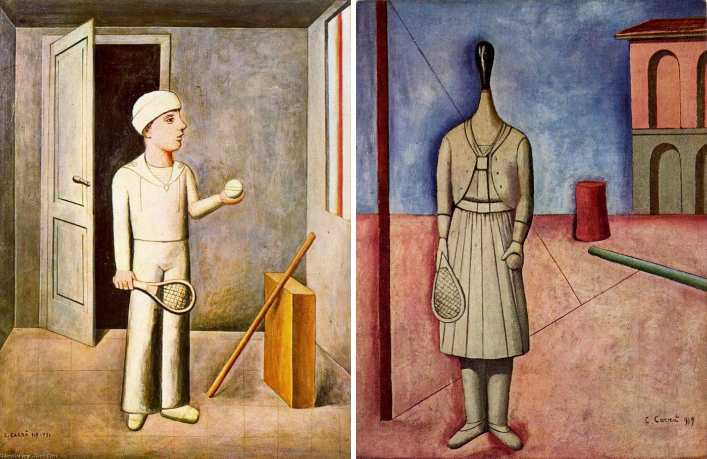 Carlo Carrá, Le Fils du constructeur (1917-1921) et La fille de l'Ouest (1919)